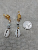 Hair Jewelry Gold Women Stone Beaded Cowrie Braids locs Twist Set of 2