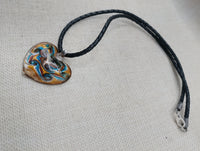 Heart Necklace Love Women Jewelry Murano Blue Gold Black Leather Cord Gift Ideas