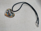 Heart Necklace Love Women Jewelry Murano Blue Gold Black Leather Cord Gift Ideas