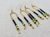 Jamaica Earrings Women Gold Long Beaded Jewelry Handmade Beaded Green Yellow Black