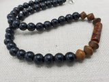 Men Beaded Necklace Black Brown Beaded Jewelry Handmade Gift Father's Day for Him