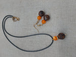 Women Jewelry Set Necklace Earrings Stone Orange Gold Statement Fashion Gift Set