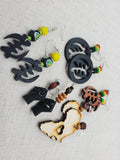 Wooden African Earrings Gye Nyame Jewelry Set of 5 Handmade Dangle