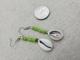 Summer Green Earrings Beaded Cowrie Women Silver Dangle Jewelry