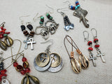 Women Earrings Afrocentric Ethnic Elephant Peace Ankh Set of 10 Wholesale Bulk Jewelry Silver Beaded