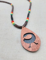 African Sankofa Necklace Wooden Black Adinkra Symbols Ghana Jewelry Unisex