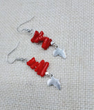 African Earrings Silver Red Dangle Jewelry Drop Women Ethnic
