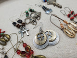 Women Earrings Afrocentric Ethnic Elephant Peace Ankh Set of 10 Wholesale Bulk Jewelry Silver Beaded