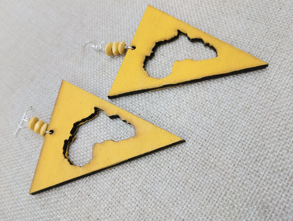 Africa Earrings Wooden Yellow Motherland Women Large Handmade
