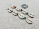 Women Earrings Beaded Jewelry Handmade Red Black Green Pan African Cowrie Long Dangle