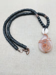 Copper Necklace Beaded Jewelry Handmade Stone Pendant