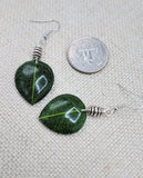 Women Earrings Fall Jewelry Leaves Green Silver Dangle Women