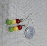 Women Jewelry Set Rasta Earrings Necklace Silver Pendant Beaded Red Yellow Green