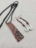 Copper Jewelry Set Bird Necklace Earrings Summer Long Dangle Women Gift