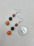 Women Earrings Beaded Ethnic Dangle Brown Orange Jewelry