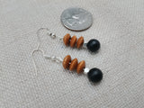 Women Earrings Black Brown Small Dangle Beaded Jewelry Silver