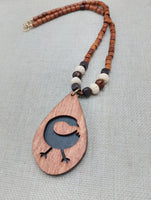 African Sankofa Bird Necklace Women Jewelry Beaded Black Wooden
