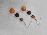 Women Earrings Beaded Ethnic Dangle Brown Orange Jewelry