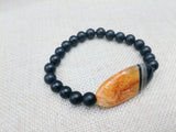 Women Bracelet Agate Black Beaded Jewelry Boho Stretch Handmade
