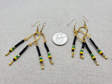 Jamaica Earrings Women Gold Long Beaded Jewelry Handmade Beaded Green Yellow Black