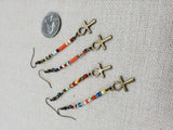 Ankh Earrings Brass Beaded Small Long Dangle Jewelry Women Gift Ideas