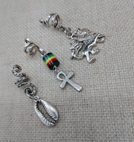 Rasta Hair Jewelry Accessories Locs Twist Braids Cowrie Ankh Lion of Judah