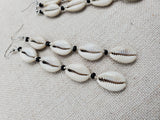 African Jewelry Cowrie Shell Earrings Women Dangle Long Black Beads Boho