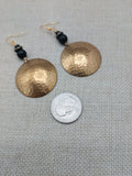 Women Jewelry Set Hammered Round Earrings Beaded V Shape Minimalist Bohemian Brass Gold Tone Necklace