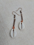 Cowrie Earrings Copper Jewelry Women Long Dangle Ethnic