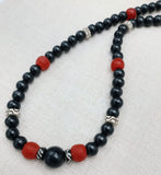 Men Necklace Beaded Jewelry Red Black White Fashion Statement Handmade Gift Ideas