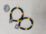 Rasta Earrings Clip On Hoop Non Pierced Beaded Jewelry