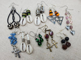 Women Earrings Set of 10 Wholesale Bulk Beaded Jewelry Ethnic Ankh Cowrie Coffee Lover Silver