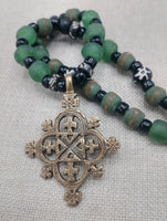 Coptic Cross Necklace Jewelry Brass Antique Gold Black Green Men