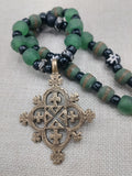 Coptic Cross Necklace Jewelry Brass Antique Gold Black Green Men