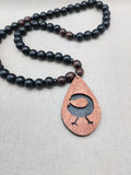Wooden Sankofa Necklace African Adinkra Black Brown Beaded Men Women Gift Idea