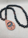 Wooden Sankofa Necklace African Adinkra Black Brown Beaded Men Women Gift Idea
