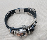 African Silver Leather Bracelet Fashion Statement Size 7.5 Women