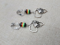 Silver Africa Earrings Elephant Rasta Jewelry Women Beaded