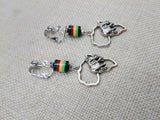 Silver Africa Earrings Elephant Rasta Jewelry Women Beaded