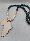 Large Africa Pendant Wooden Necklace Men Jewelry Black Rasta