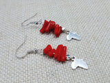 African Earrings Silver Red Dangle Jewelry Drop Women Ethnic