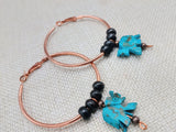 Copper Hoop Earrings Women Turquoise Elephant Beaded Ethnic Jewelry