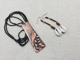 Copper Jewelry Set Bird Necklace Earrings Summer Long Dangle Women Gift