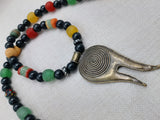 Men Necklace Tribal Spiral Antique Bronze Colorful Jewelry Ethnic Gift ldea