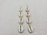 Cowrie Earring Yellow Summer Beaded Silver Women Jewelry Handmade Dangle