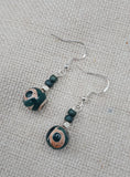 Agate Stone Earrings Green Silver Dangle Beaded Drop Women Jewelry