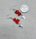 African Earrings Silver Red Dangle Jewelry Drop Women Ethnic