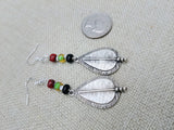 Women Jewelry Set Pan African Earrings Necklace Bracelet Silver Red Black Green Ethnic