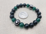 Bracelet Jade Green Black Beaded Jewelry Ethnic Stretch Handmade Statement Gift