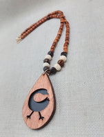 African Sankofa Bird Necklace Women Jewelry Beaded Black Wooden